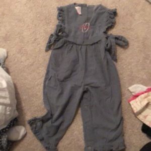 Gray corduroy outfit with Olivia Monogram